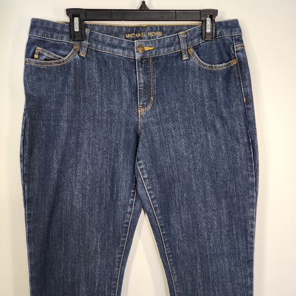 Michael Kors Jeans Women's Size 10 Skinny Blue Dark Wash Mid Rise Cotton Blend - Picture 5 of 9